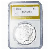1928 Silver Peace Dollar PGA MS62