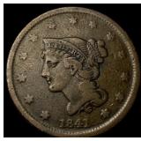 1841 Braided Hair Large Cent LIGHTLY CIRCULATED