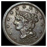 1853 Braided Hair Half Cent CLOSELY  UNCIRCULATED