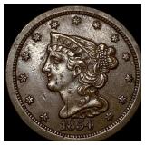 1854 Braided Hair Half Cent HIGH GRADE