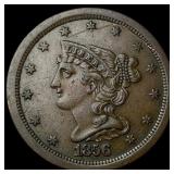 1856 Braided Hair Half Cent NEARLY UNCIRCULATED