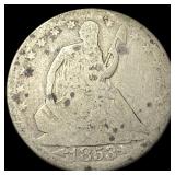 1853 Arrows/Rays Silver Seated Liberty Half  Doll