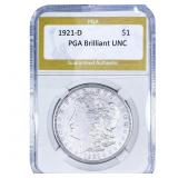 1921-D Morgan Silver Dollar PGA Brilliant UNC