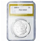 1890-S Morgan Silver Dollar PGA MS63