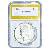 1921 Silver Peace Dollar PGA MS63