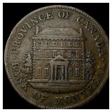 1844 Canada Bank of Montreal Half Penny Token NEAR