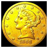 1868-S Gold $5 Liberty Head Half Eagle NEARLY  UN