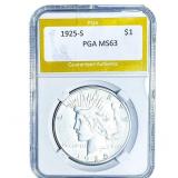 1925-S Silver Peace Dollar PGA MS63