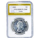 1963 Canada Silver Dollar PGA MS66 PL CAMEO