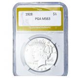 1928 Silver Peace Dollar PGA MS63