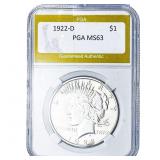 1922-D Silver Peace Dollar PGA MS63