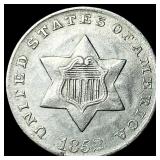 1852 Silver Three-Cent Piece CHOICE AU