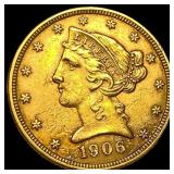 1906-D Gold $5 Half Eagle CLOSELY UNCIRCULATED