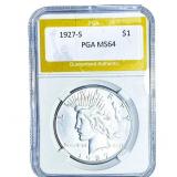1927-S Silver Peace Dollar PGA MS64