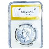 1949 Canada Silver Dollar PGA MS67 PL