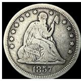 1857 Seated Liberty Silver Quarter LIGHTLY CIRCULA