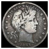 1897 Silver Barber Half Dollar LIGHTLY  CIRCULATE