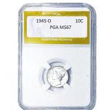 1945-D Mercury Silver Dime PGA MS67