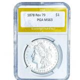 1878 Rev 79 Morgan Silver Dollar PGA MS63