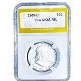 1948-D Franklin Half Dollar PGA MS65 FBL