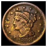 1853 Braided Hair Large Cent NEARLY  UNCIRCULATED