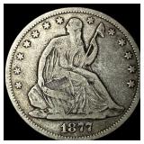 1877-CC Silver Seated Liberty Half Dollar  LIGHTL