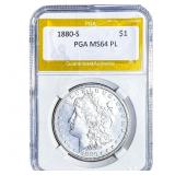 1880-S Morgan Silver Dollar PGA MS64 PL