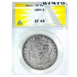 1890 Morgan Silver Dollar ANACS EF45