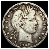 1908-O Silver Barber Quarter LIGHTLY CIRCULATED