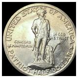 1925 Silver Lexington-Concord Half Dollar UNCIRCUL