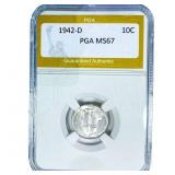 1942-D Mercury Silver Dime PGA MS67