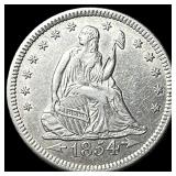 1854-O Silver Seated Liberty Quarter CLOSELY UNCIR