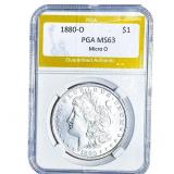 1880-O Morgan Silver Dollar PGA MS63 Micro O