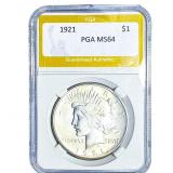 1921 Silver Peace Dollar PGA MS64