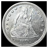 1861 Silver Seated Liberty Quarter CLOSELY  UNCIR