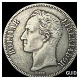 1929 Venezuela Silver 5 Bolivares