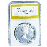 1963 Canada Silver Dollar PGA MS67 PL CAMEO
