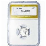 1945-D Mercury Silver Dime PGA MS68