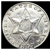 1857 Silver Three-Cent Piece CLOSELY  UNCIRCULATE