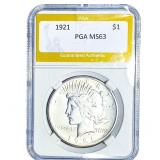 1921 Silver Peace Dollar PGA MS63