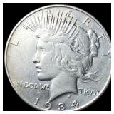 1934 Silver Peace Dollar ABOUT UNCIRCULATED
