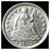 1853 Arrows Seated Liberty Half Dime CLOSELY  UNC