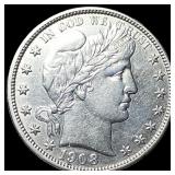 1908-D Silver Barber Half Dollar CLOSELY  UNCIRCU