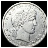 1894-S Silver Barber Half Dollar CLOSELY  UNCIRCU