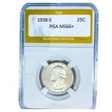 1938-S Washington Silver Quarter PGA MS66+