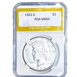 1922-S Silver Peace Dollar PGA MS64
