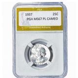 1937 Washington Silver Quarter PGA MS67 PL CAMEO