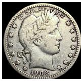 1908-S Silver Barber Quarter LIGHTLY  CIRCULATED