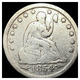 1854-O Arrows Silver Seated Liberty Quarter  LIGH