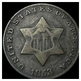 1853 Silver Three-Cent Piece LIGHTLY CIRCULATED